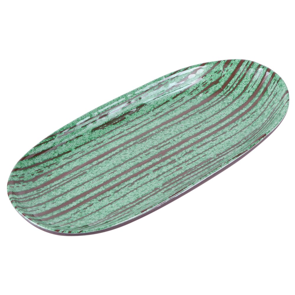 701-B396110SDG Oval Plastic Dinner Plate - 11" x 5 1/4", Stardust Green