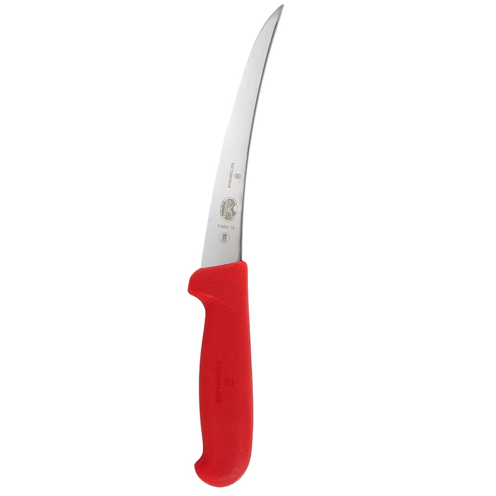 Victorinox - Swiss Army 5.6601.15 Curved Semi-Stiff Boning Knife w/ 6" Blade, Red Fibrox® Pro Handle