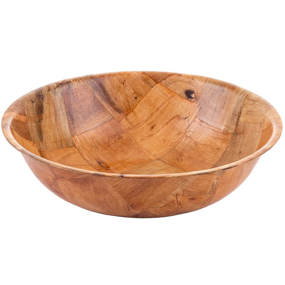 Tablecraft 210 10" Woven Wood Salad Bowl, Mahogany, Round Bottom, 4 Ply
