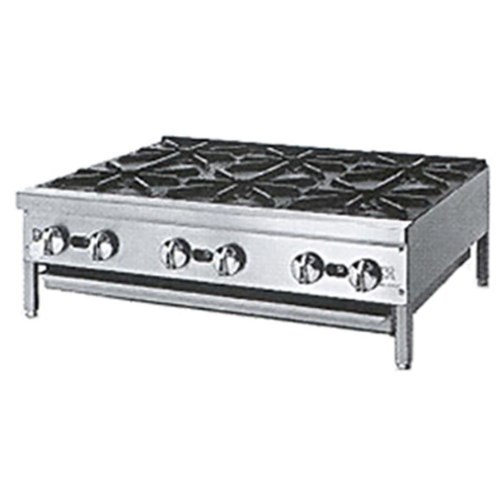 532-JHP636NG 36" Gas Hotplate w/ (6) Burners & Manual Controls, Natural Gas