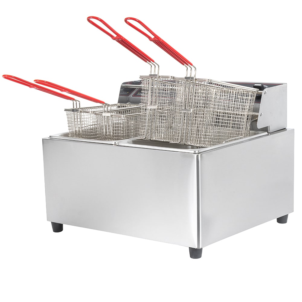 Cecilware Pro EL2X15 Electric Countertop Fryer with Two 15 lb. Fry Pot