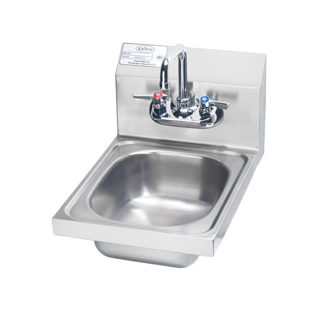 381-HS9L Wall Mount Commercial Hand Sink w/ 9 3/4"L x 11 3/4"W x 5"D Bowl, Low Lea...
