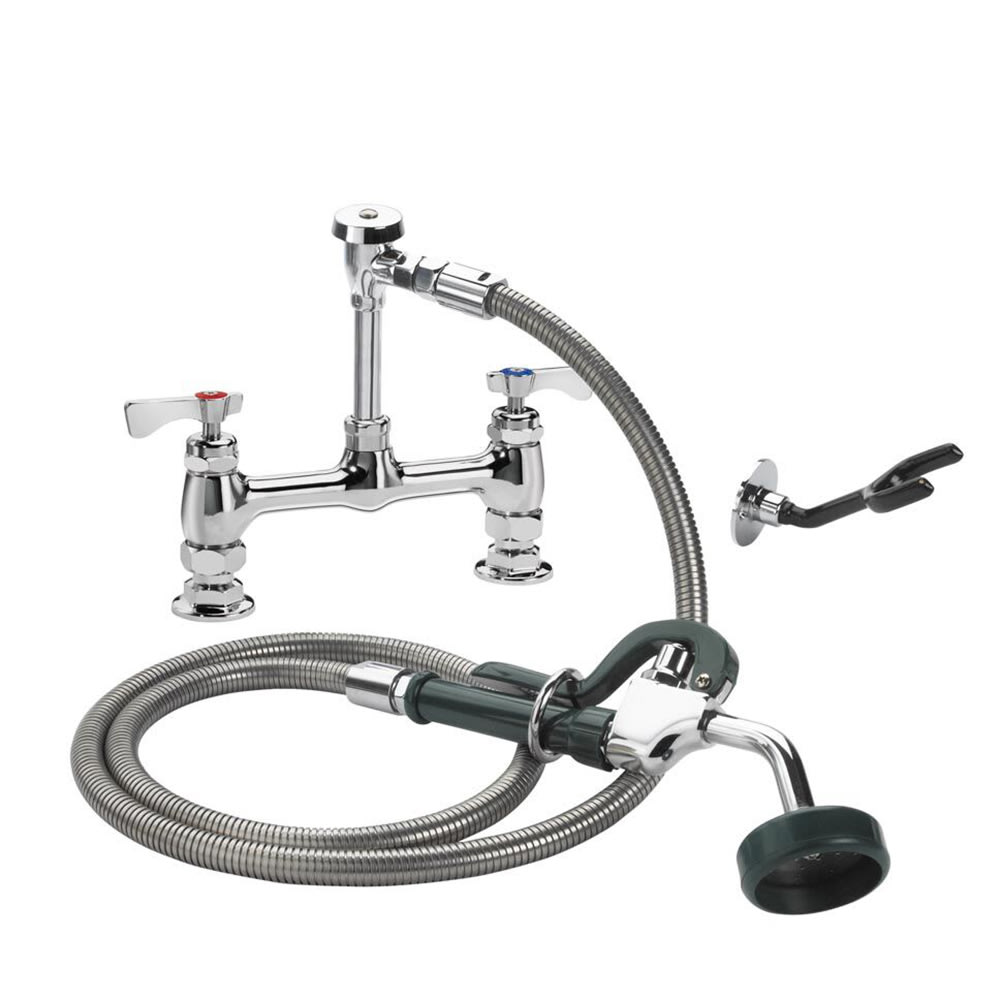 381-19208L 10 1/2"H Deck Mount Pre Rinse Faucet - 1 3/5 GPM, Base with Nozzle