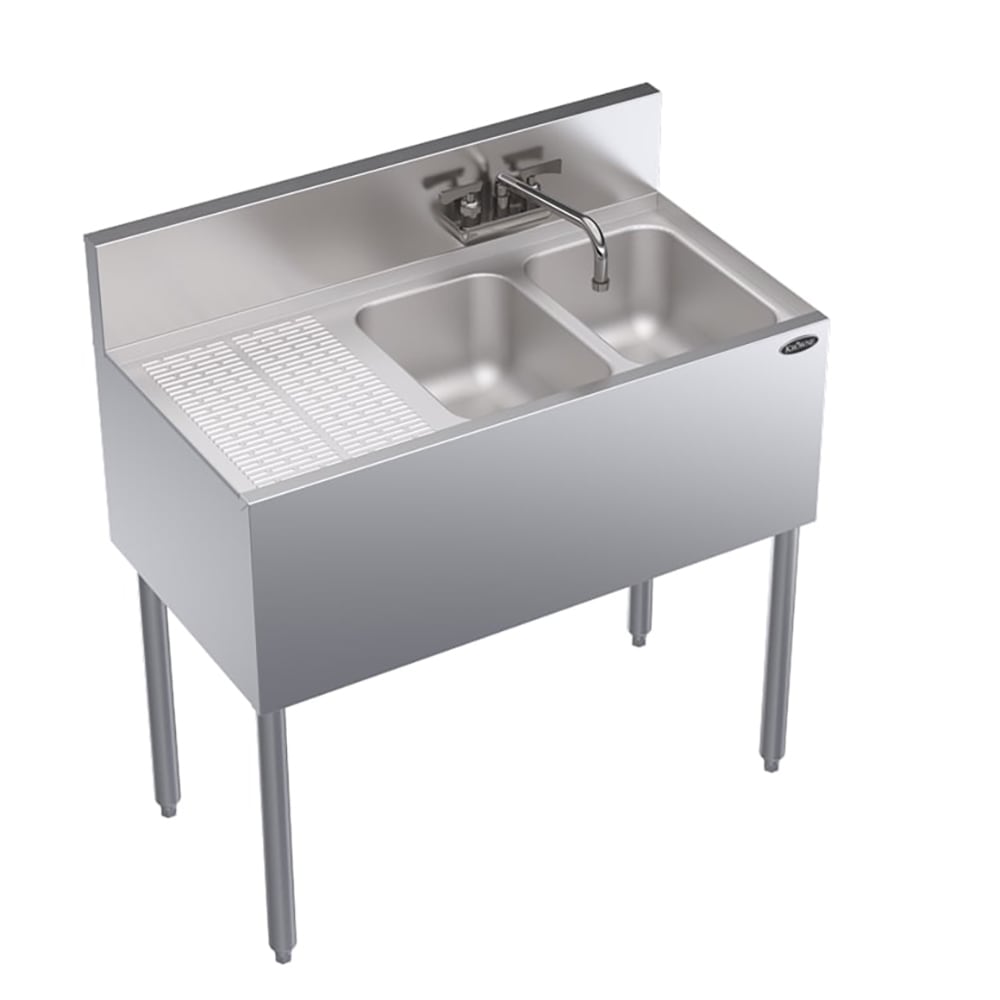 381-KR1832R 36" 2 Compartment Sink w/ 10"W x 14"L Bowl, 10" Deep