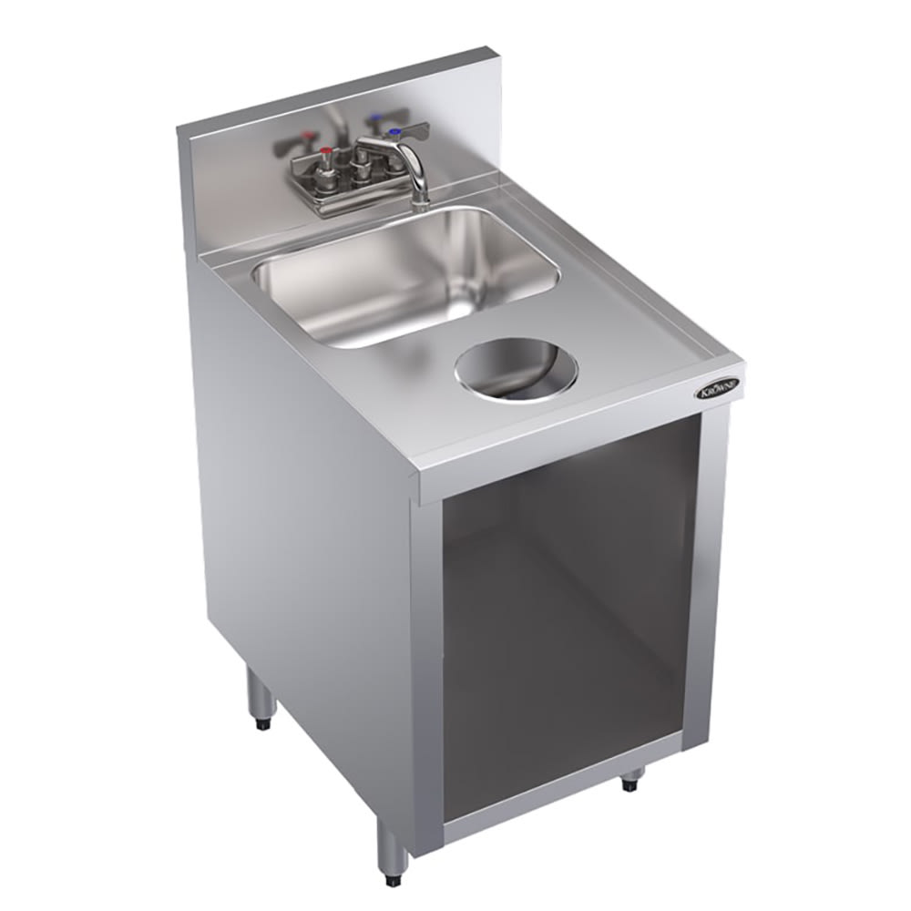 381-KR18S18C Under Bar Storage Unit w/ Sink - Open Base, Waste Chute, 18" x 24"