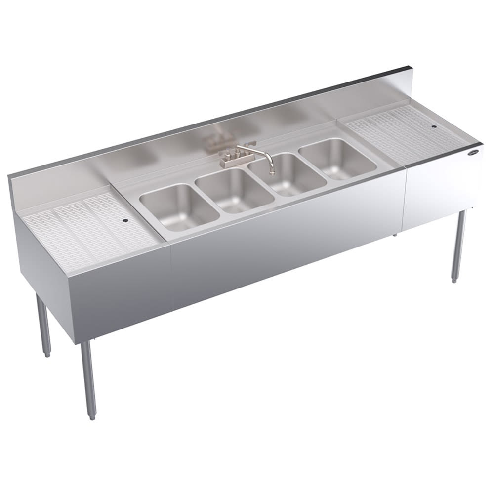 381-KR1874C 84" 4 Compartment Sink w/ 10"W x 14"L Bowl, 10" Deep