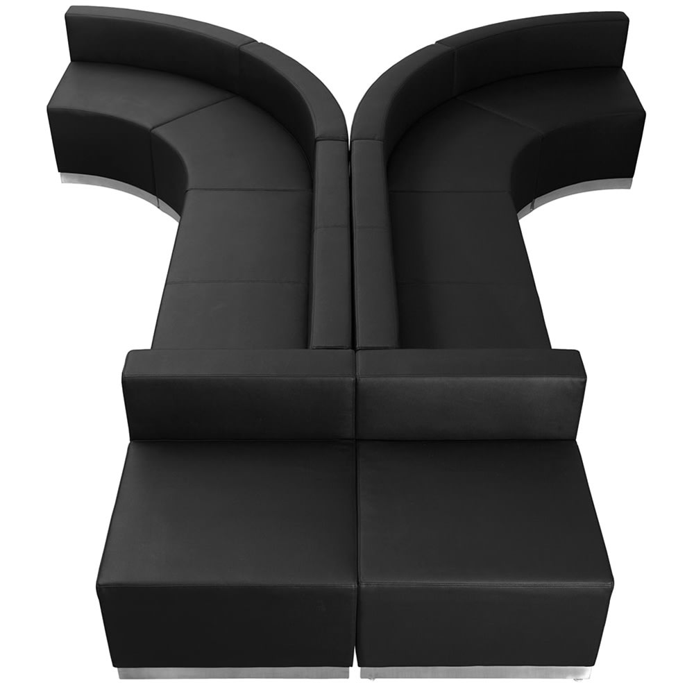 916-803620SETBK 8 Piece Modular Reception Sofa Set - LeatherSoft Upholstery, Black