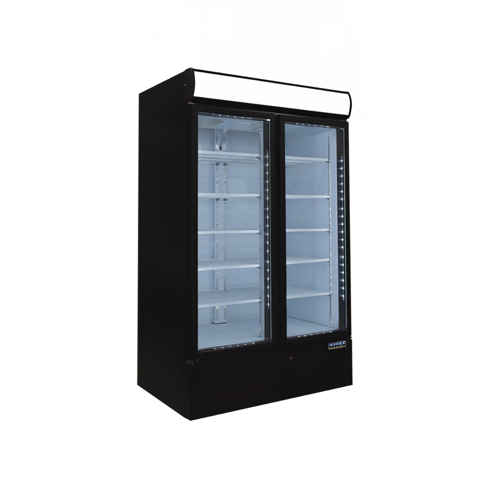 Ojeda FMH-49 52 1/10" Two Section Display Freezer w/ Swing Doors - Bottom Mount Compressor, Black, 120v
