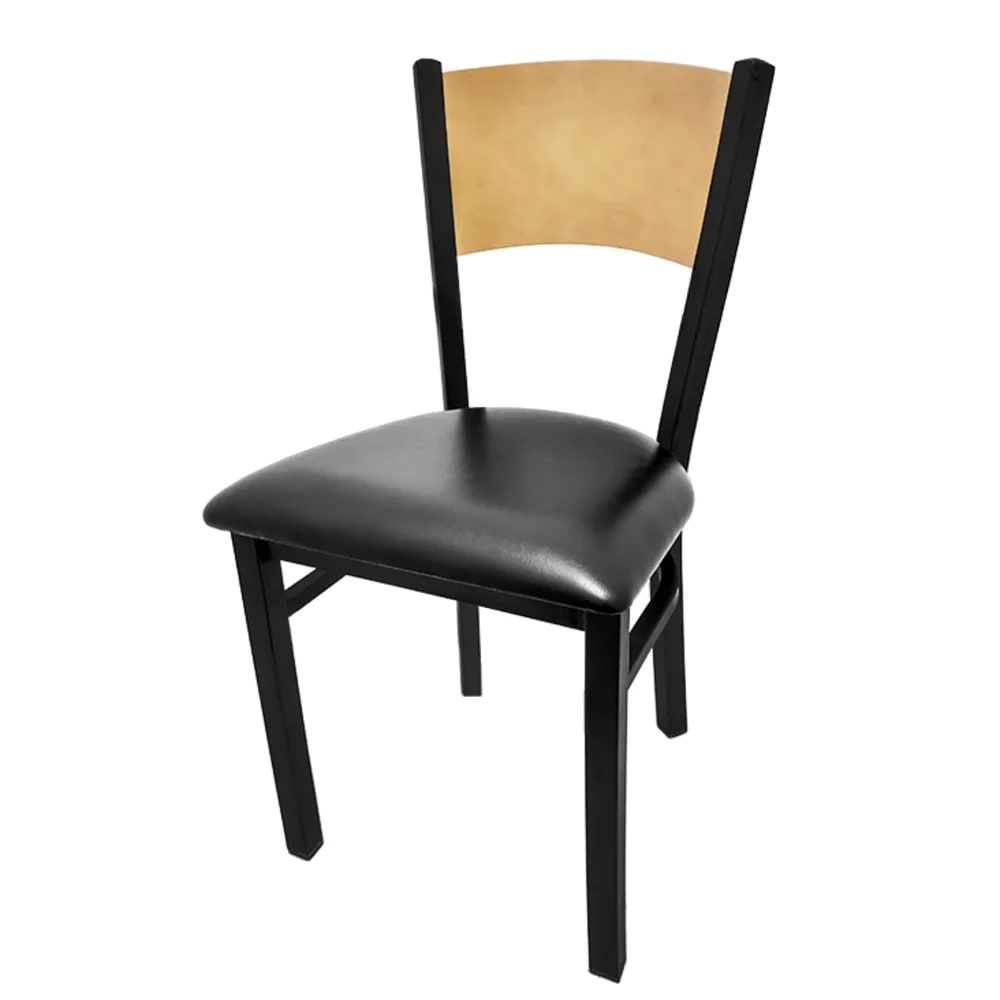 256-SL2150P Dining Chair w/ Solid Back & Black Vinyl Seat - Steel Frame, Black