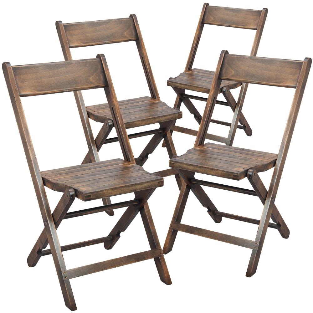 916-4WFCSLATABGG Folding Chair w/ Slatted Wood Seat - Beechwood Frame, Wood Grain