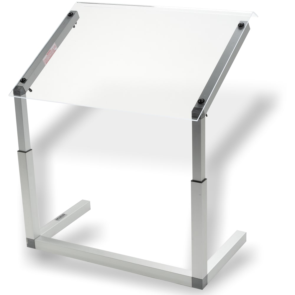028-922407 24" Portable Sneeze Guard - Free-Standing, Acrylic/Aluminum, Silver