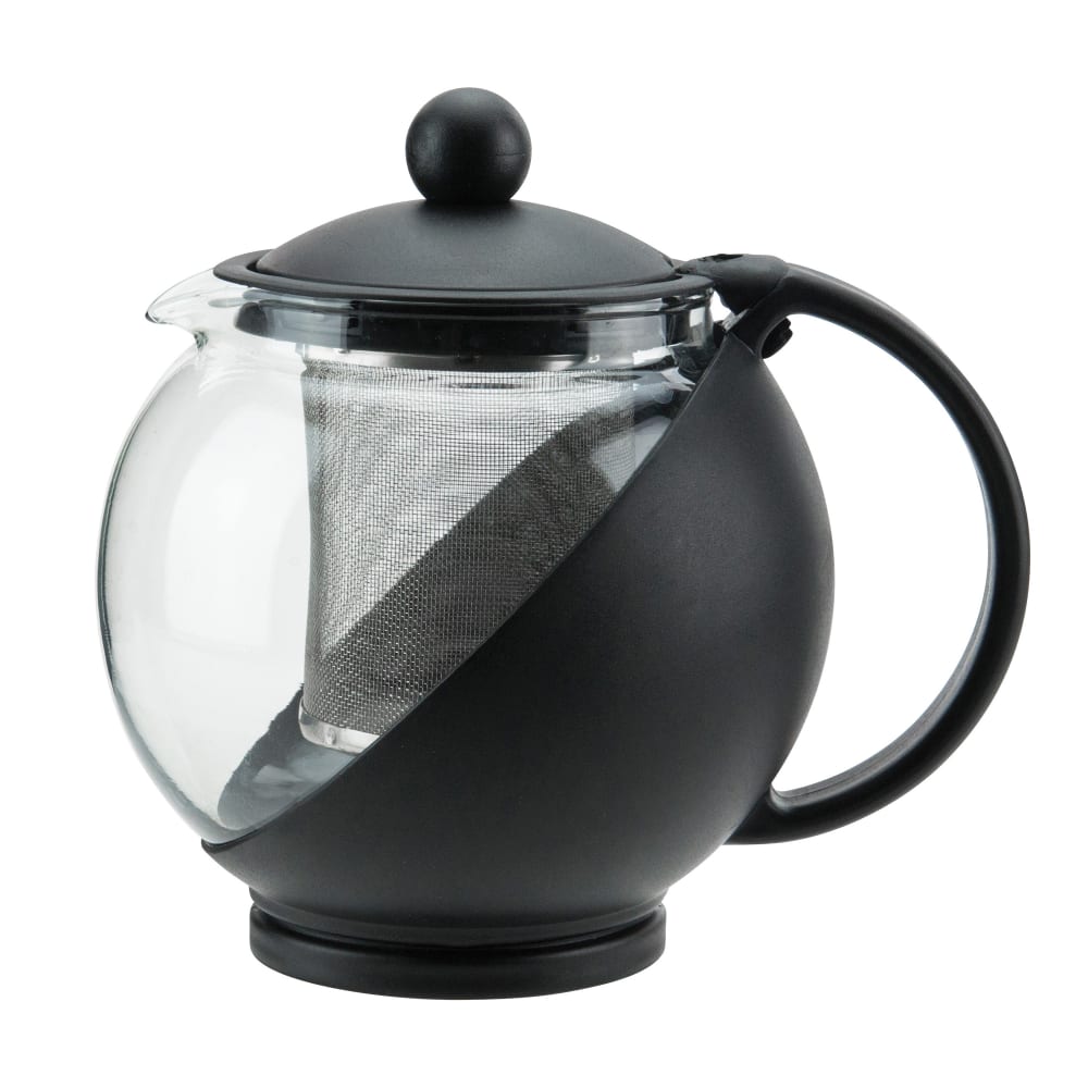 Winco GTP-25 25 oz Teapot - Glass, Black/Clear