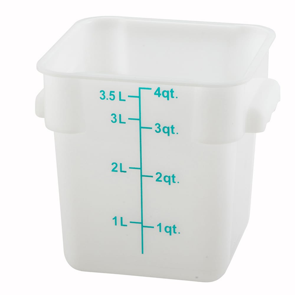 Winco PESC-4 4 qt Square Food Storage Container - White