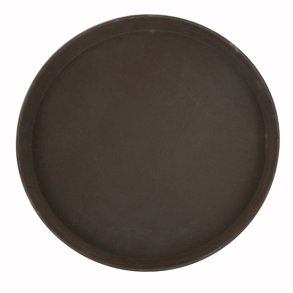 Winco TRH-11 11" Round Serving Tray - Plastic, Brown