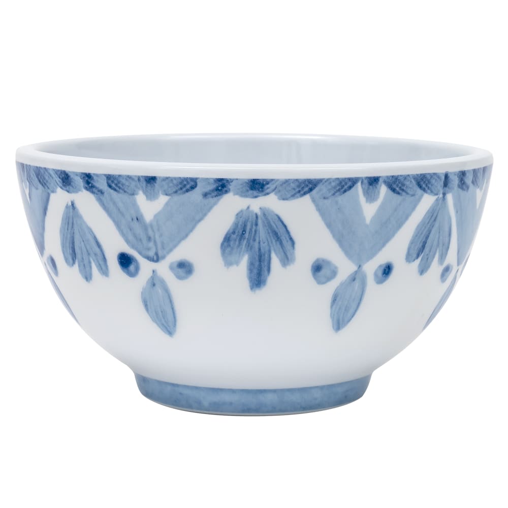 151-223544104 8 oz Round Melamine Bowl, White/Blue