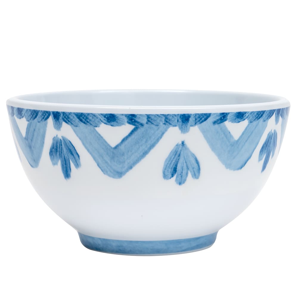 151-223545104 14 oz Round Melamine Bowl, White/Blue
