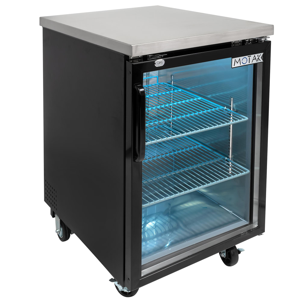 842-MBB1D27GX 23 1/2" Bar Refrigerator - 1 Swinging Glass Door, Black, 115v