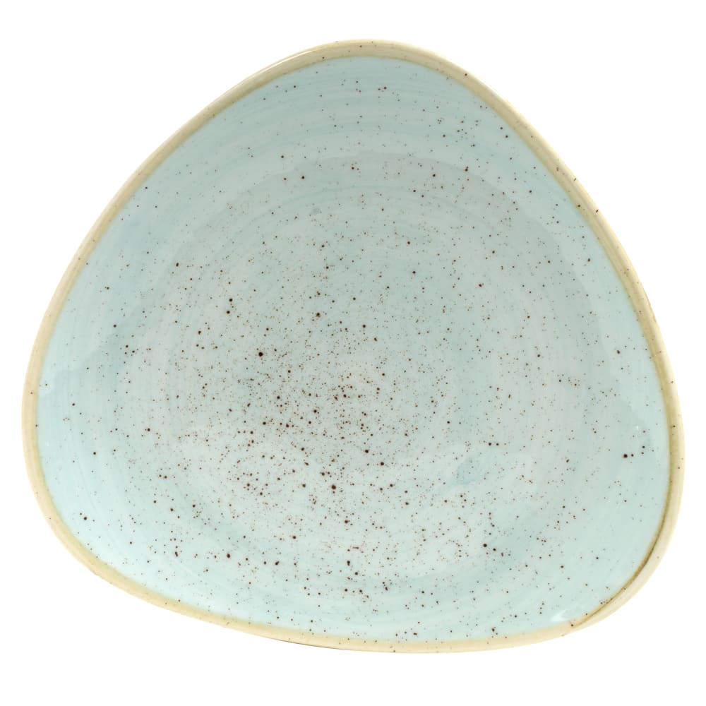 893-SDESTR71 7 3/4" Triangular Stonecast Plate - Ceramic, Duck Egg Blue