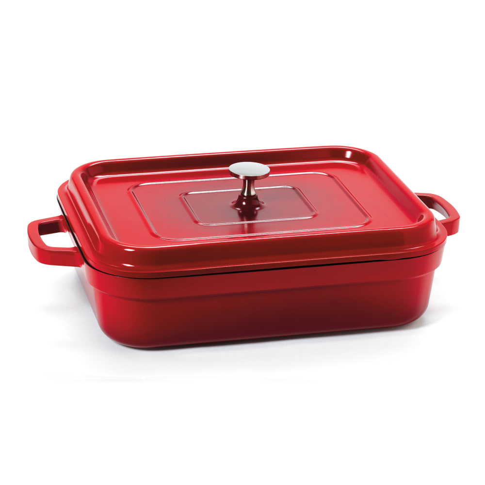 284-CA010RBKCC 5 qt Induction Roasting Pan - Aluminum w/ Ceramic Coating, Red
