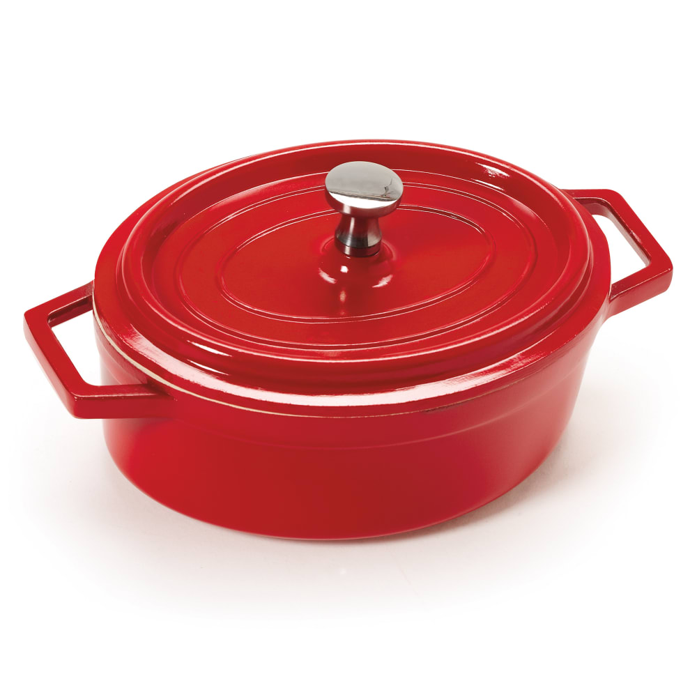 284-CA003RWCC 9 oz Ceramic Coated Aluminum Mini Braising Pot, Red
