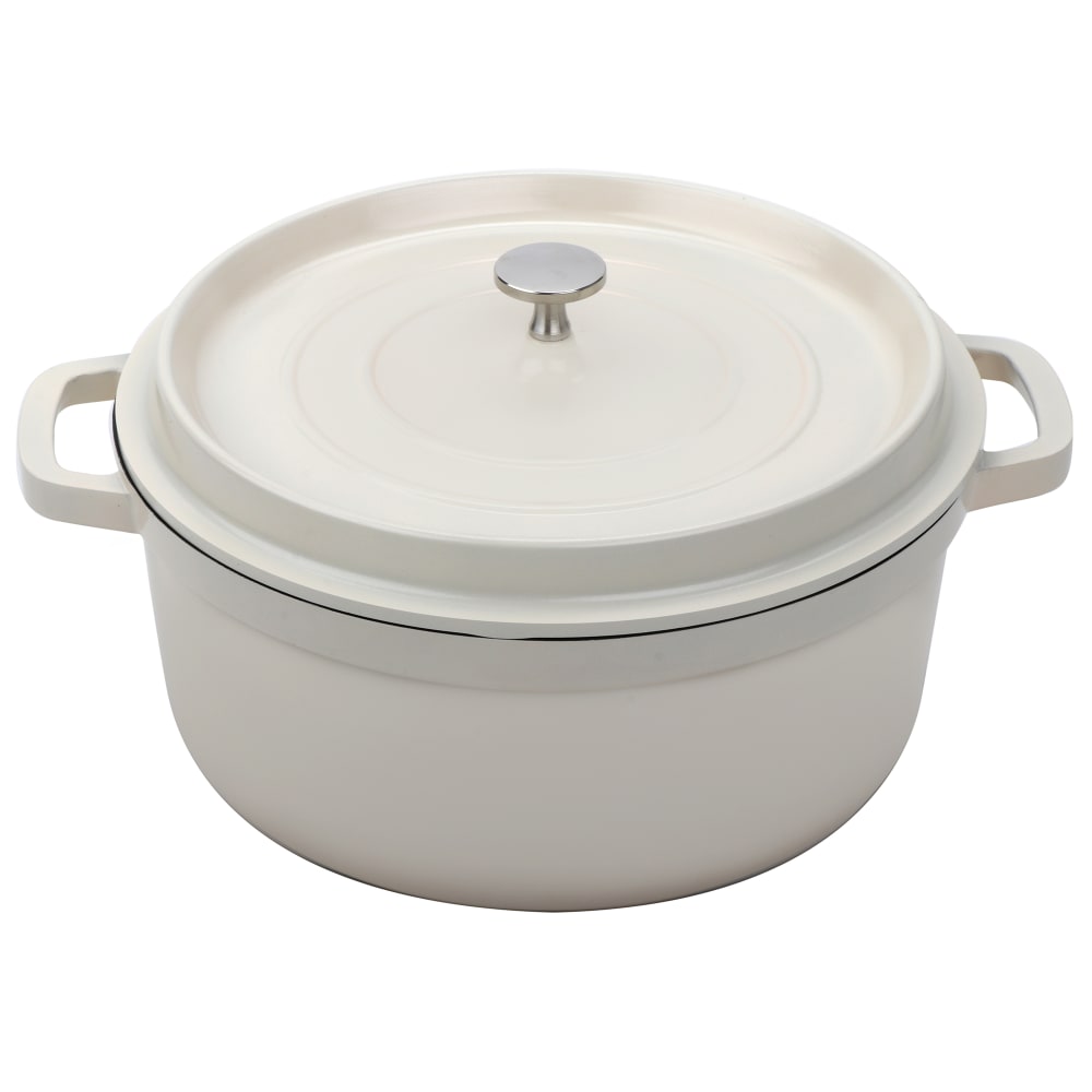 284-CA007AWHBKCC 6 1/2 qt Ceramic Coated Aluminum Dutch Oven, Antique White