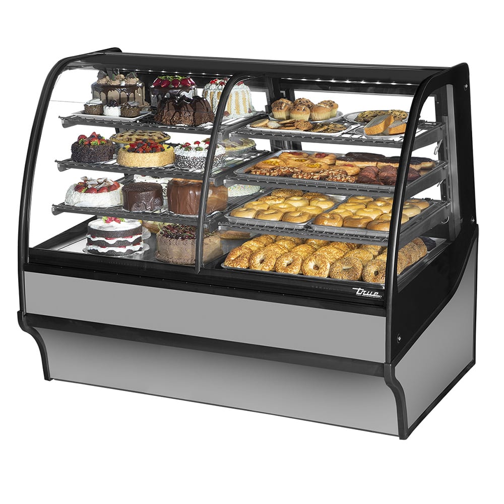 598-TDMDZ59GEGESS 59 1/4" Full Service Dual Zone Bakery Case w/ Curved Glass - (4) Levels, 1...