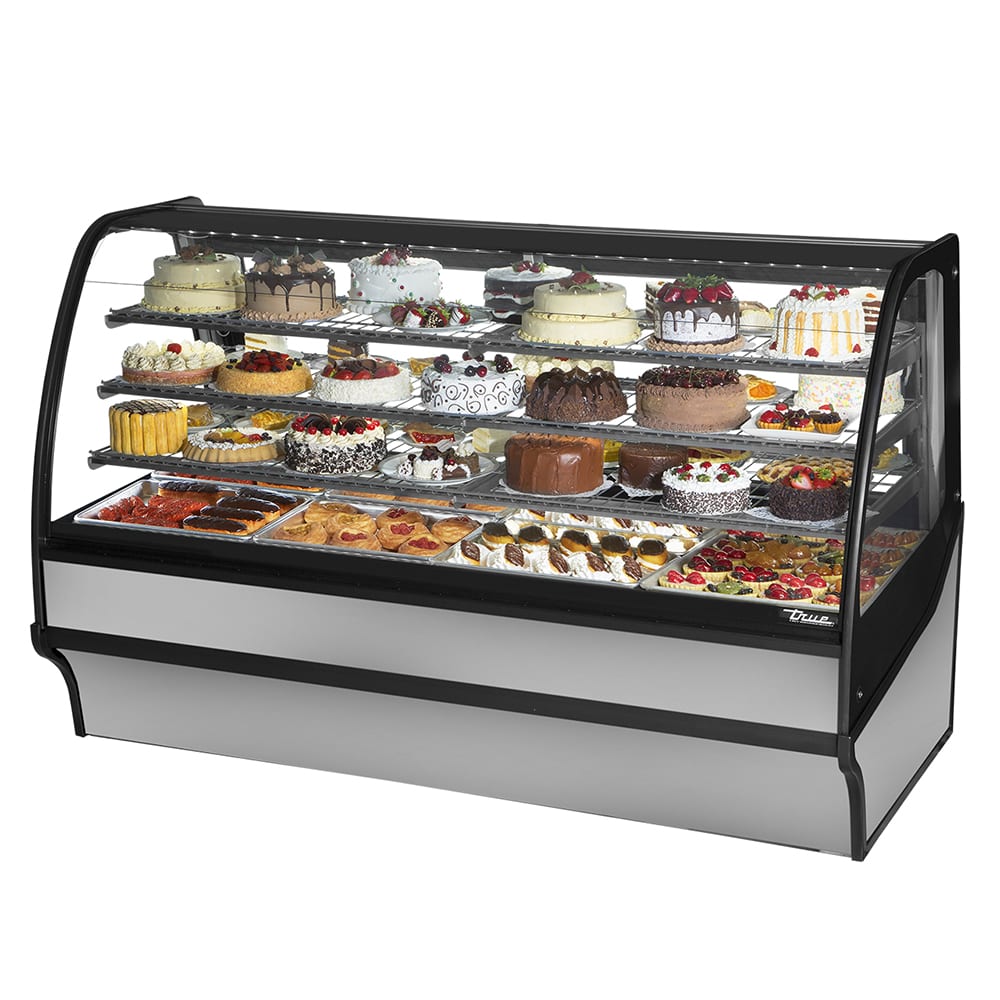 598-TDMR77GEGESS 77 1/4" Full Service Bakery Case w/ Curved Glass - (4) Levels, 115v