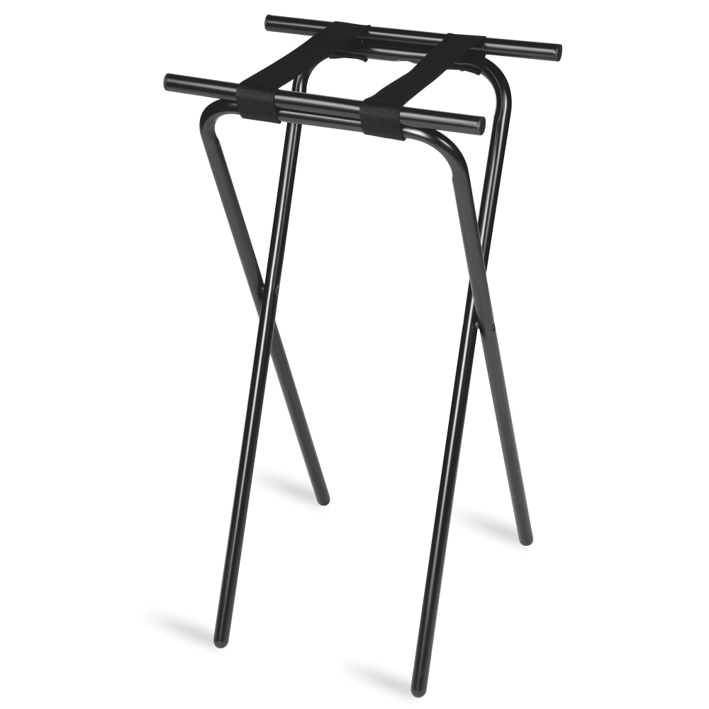 202-1036BL 36"H Folding Tray Stand w/ Black Straps - 19" x 15" Top, Black Steel Fr...
