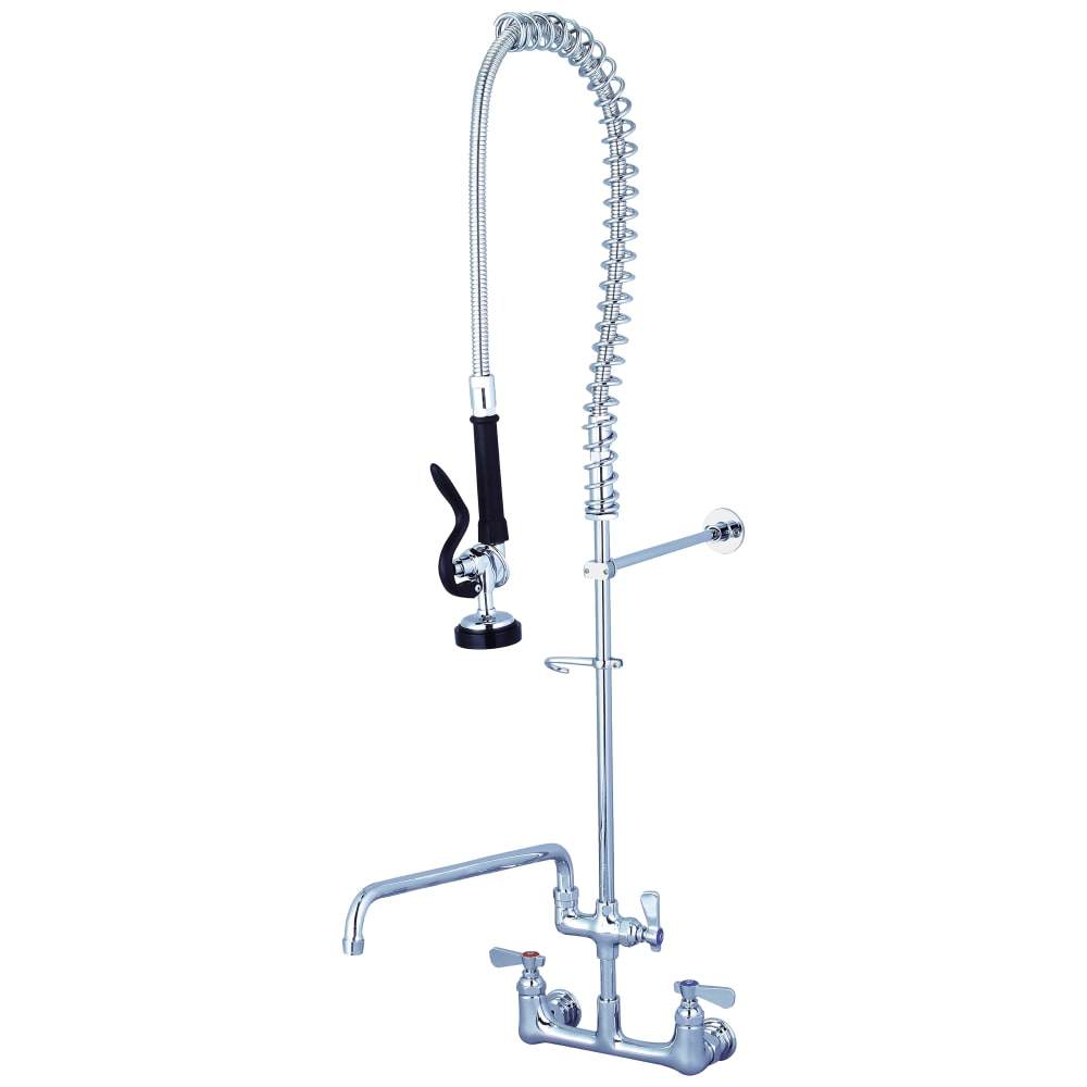 FLO FLO-98812 Wall Mount Pre Rinse Unit w/ Add On Faucet & 44" Hose, 1/2" NPT Female Threads