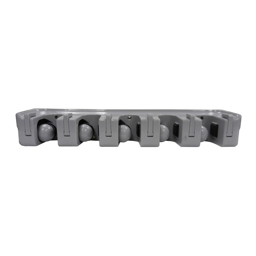 080-MHH5 16" Mop & Broom Rack w/ (5) Holders & (6) Hooks - Plastic, Gray