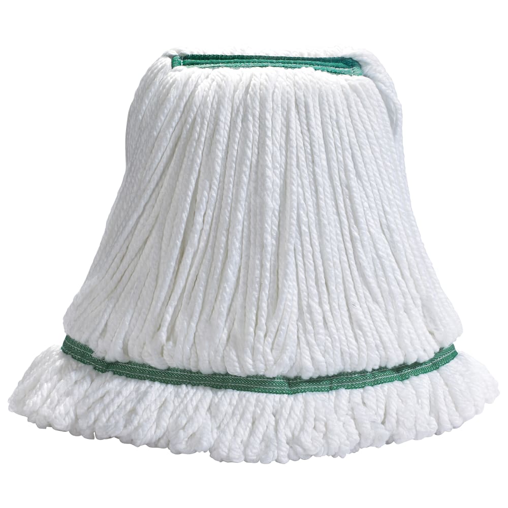 080-MOPML 17 oz Wet Mop Head - Looped End, Microfiber, White/Green