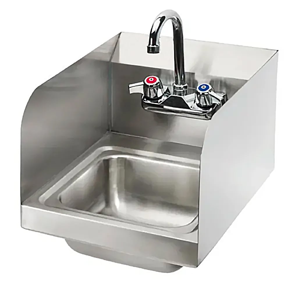 079-BKHSWSSSSPG Wall Mount Commercial Hand Sink w/ 9"L x 11"W x 5"D Bowl, Side Spl...