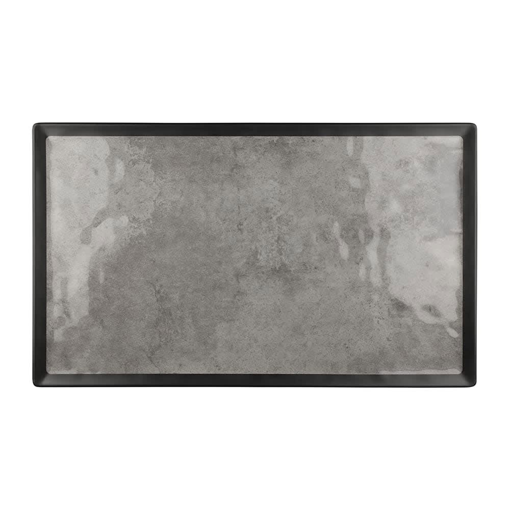 701-B177208SLVB 20 3/4" x 12 3/4" Rectangular Kobe Tray - Melamine, Black/Silver