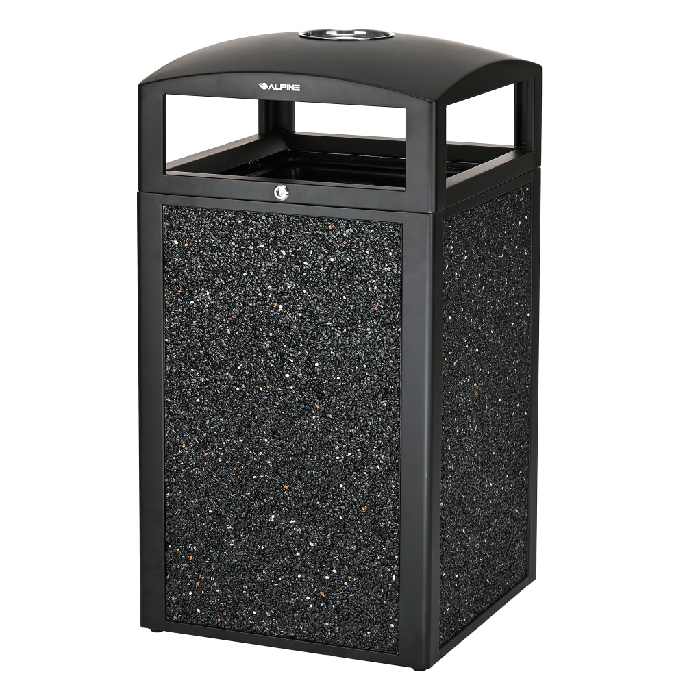 874-ALP47240GRYS 40 gal Outdoor Trash Container w/ Ashtray - Metal, Gray Stone Panels