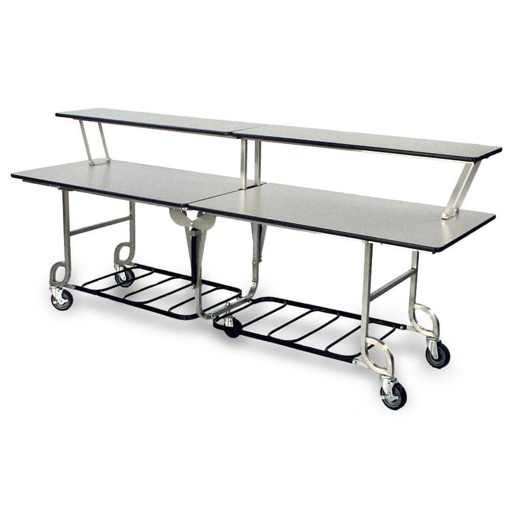 650-4948 8 ft Folding Catering Table w/ Laminate Top & Brushed Stainless Frame