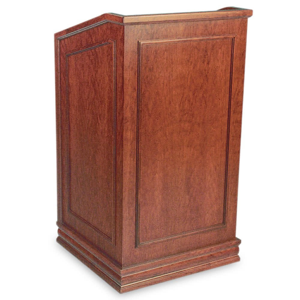 650-5914 Floor Podium w/ (2) Shelves - 25-3/4"W x 25-1/4"D x 48"H, Wood Veneer