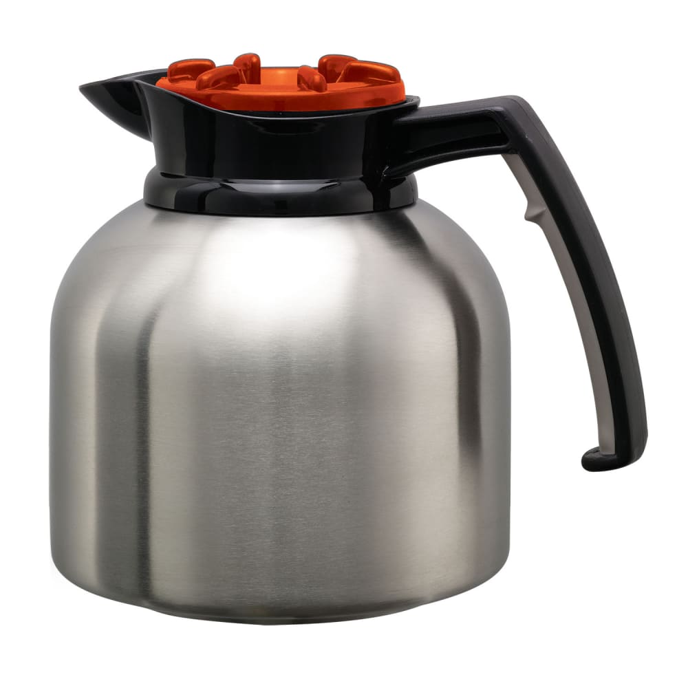 482-BNP19DL 64 1/5 oz Coffee Decanter w/ Orange Bew Thru Lid - Brushed Stainless