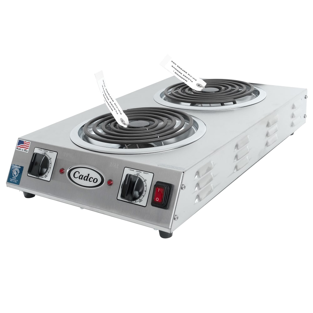 Cadco CDR-2TFB Portable Hot Plate, countertop, electric, front to back, (2)  8 tubular burners, individual Robertshaw thermostats with infinite heat