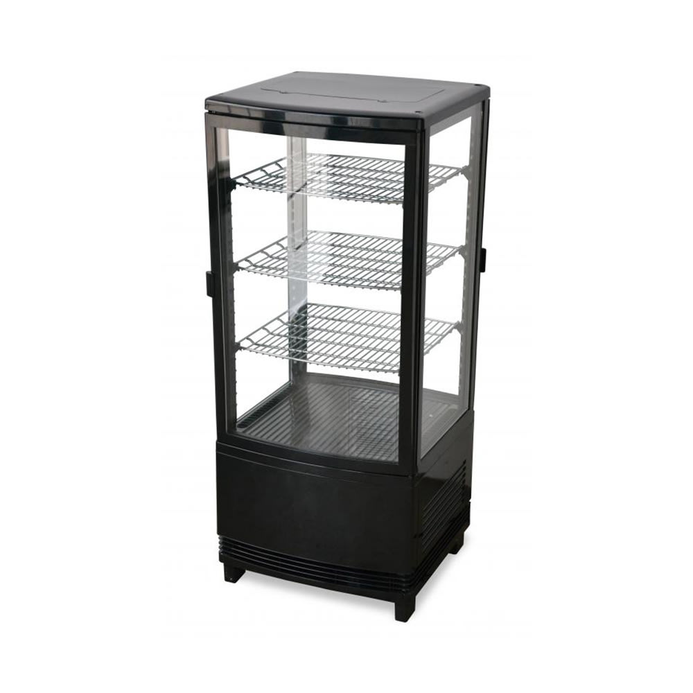 Omcan 25827 16 7/10" Countertop Refrigerated Merchandiser w/ Pass Thru Access - Swing Doors, Black, 110v