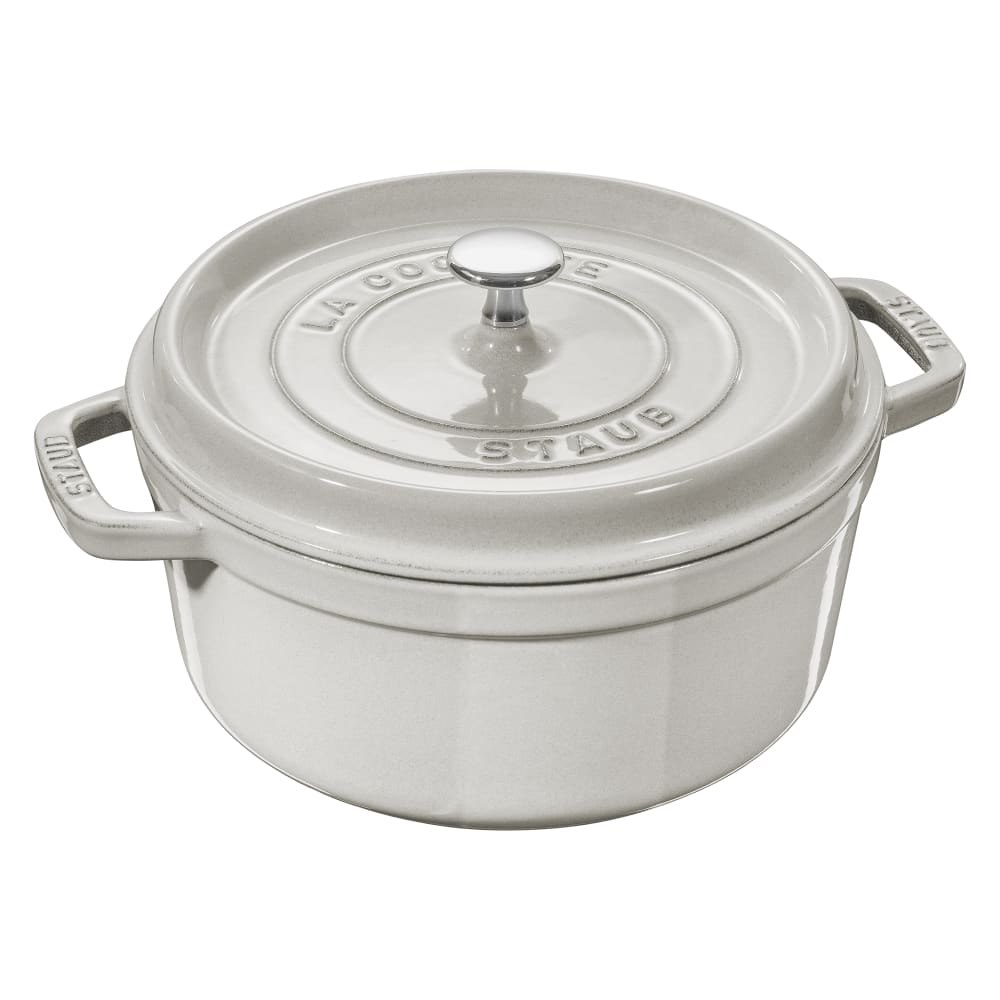 103-11026107 5 1/2 qt Enameled Cast Iron Cocotte w/ Lid, White Truffle