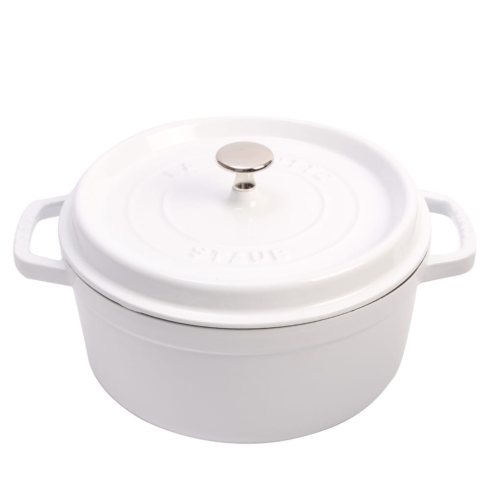 103-1102802 7 qt Enameled Cast Iron Cocotte w/ Lid, White