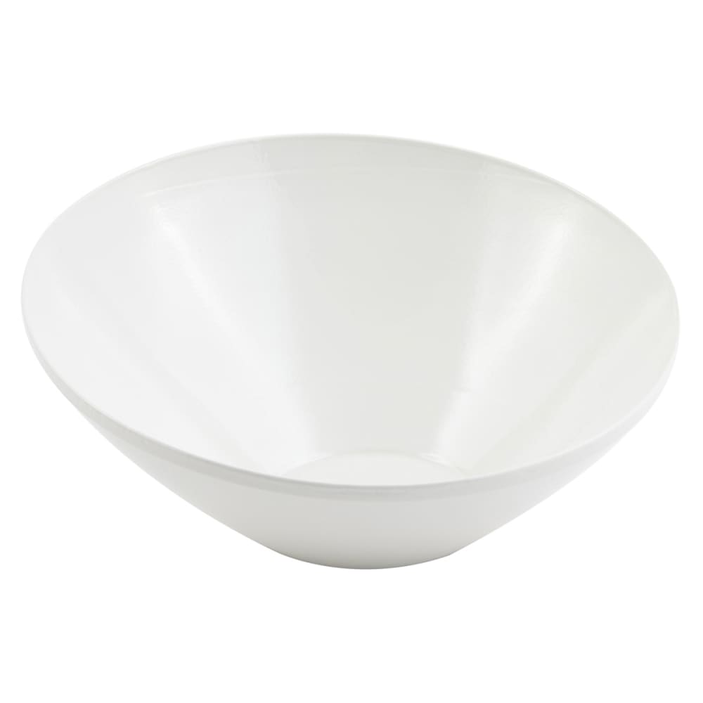 017-2712SWH 12" Round Slant Bowl, Aluminum/White