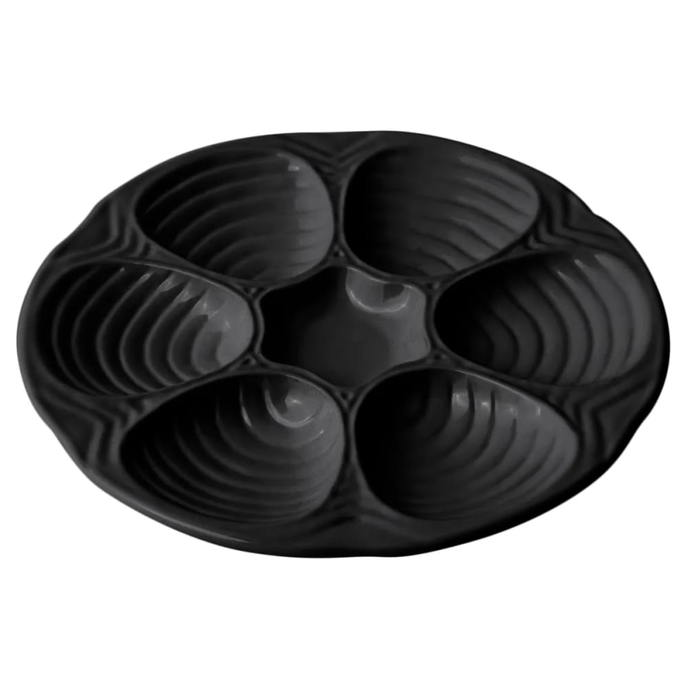 017-5017SBLK 10 1/2" Oyster Clam Plate, Aluminum/Black