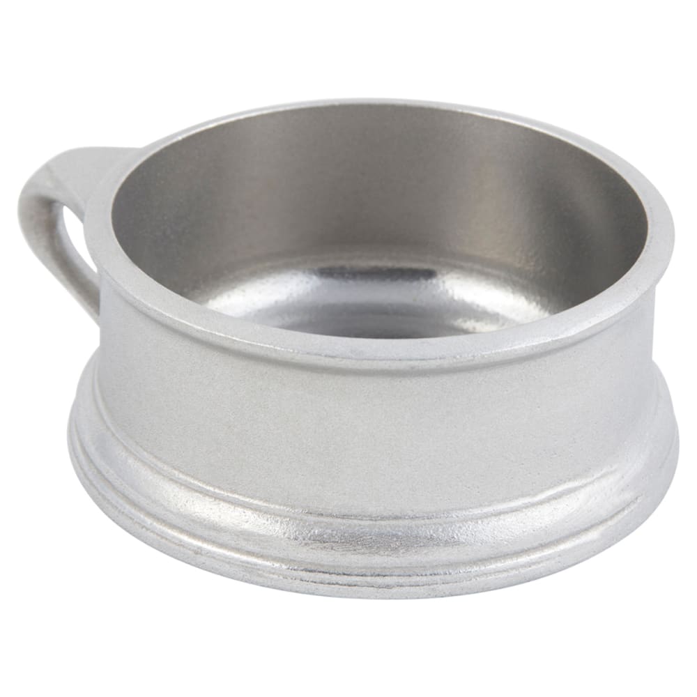 017-3013P 18 oz Round Soup Bowl w/ Side Ring Handle, Aluminum/Pewter-Glo