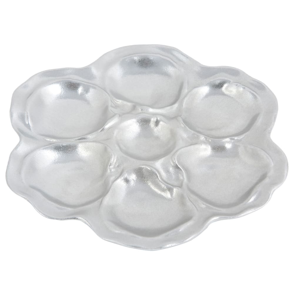 017-5079P 10" Oyster Plate, 6 Hole, Aluminum/Pewter-Glo
