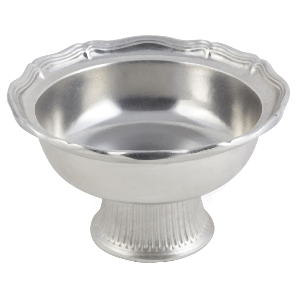 017-9062P 2 qt Salad Pedestal Bowl, Queen Anne, Aluminum/Pewter-Glo
