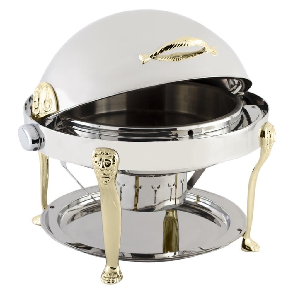 017-18000 8 qt Round Chafer w/Roll-top Lid & Chafing Fuel Heat