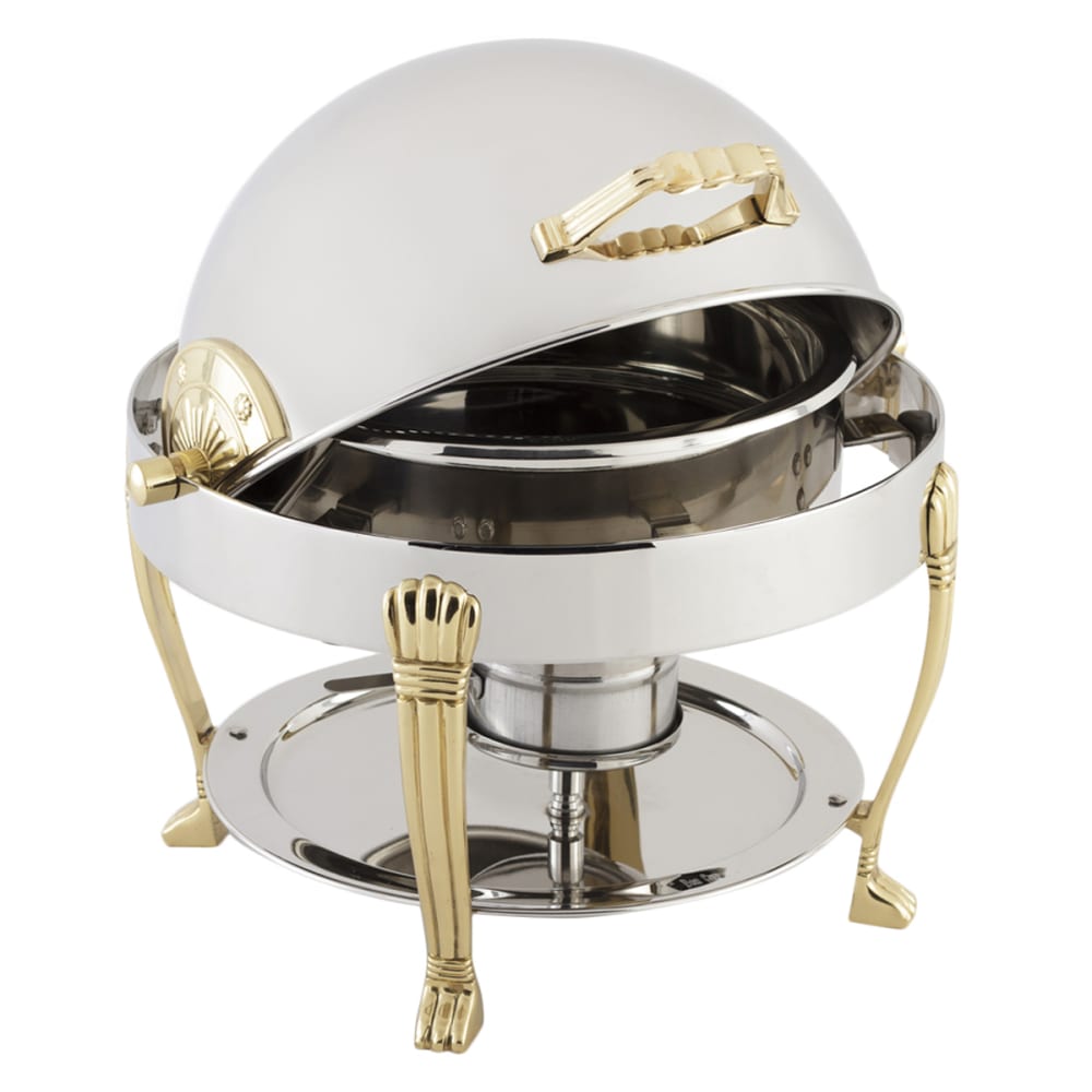 017-12014 3 qt Round Chafer w/ Roll Top Lid & Chafing Fuel Heat