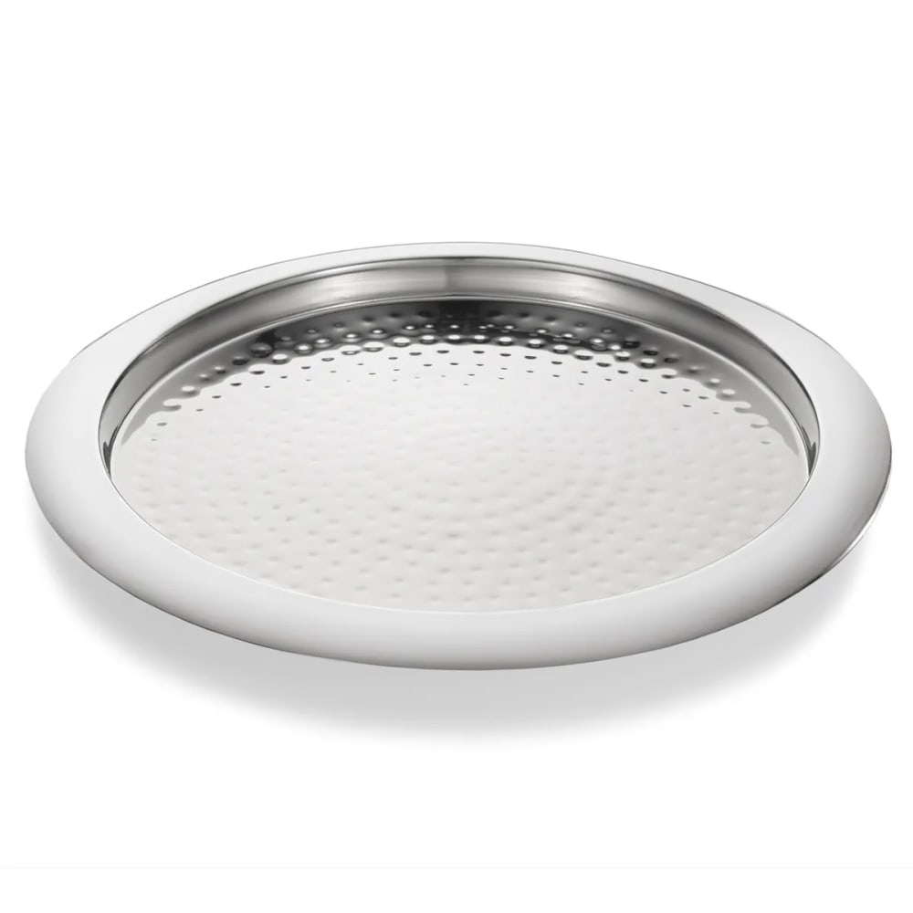 017-61278 15 1/2" Round Tray, Stainless w/ Hammered Finish