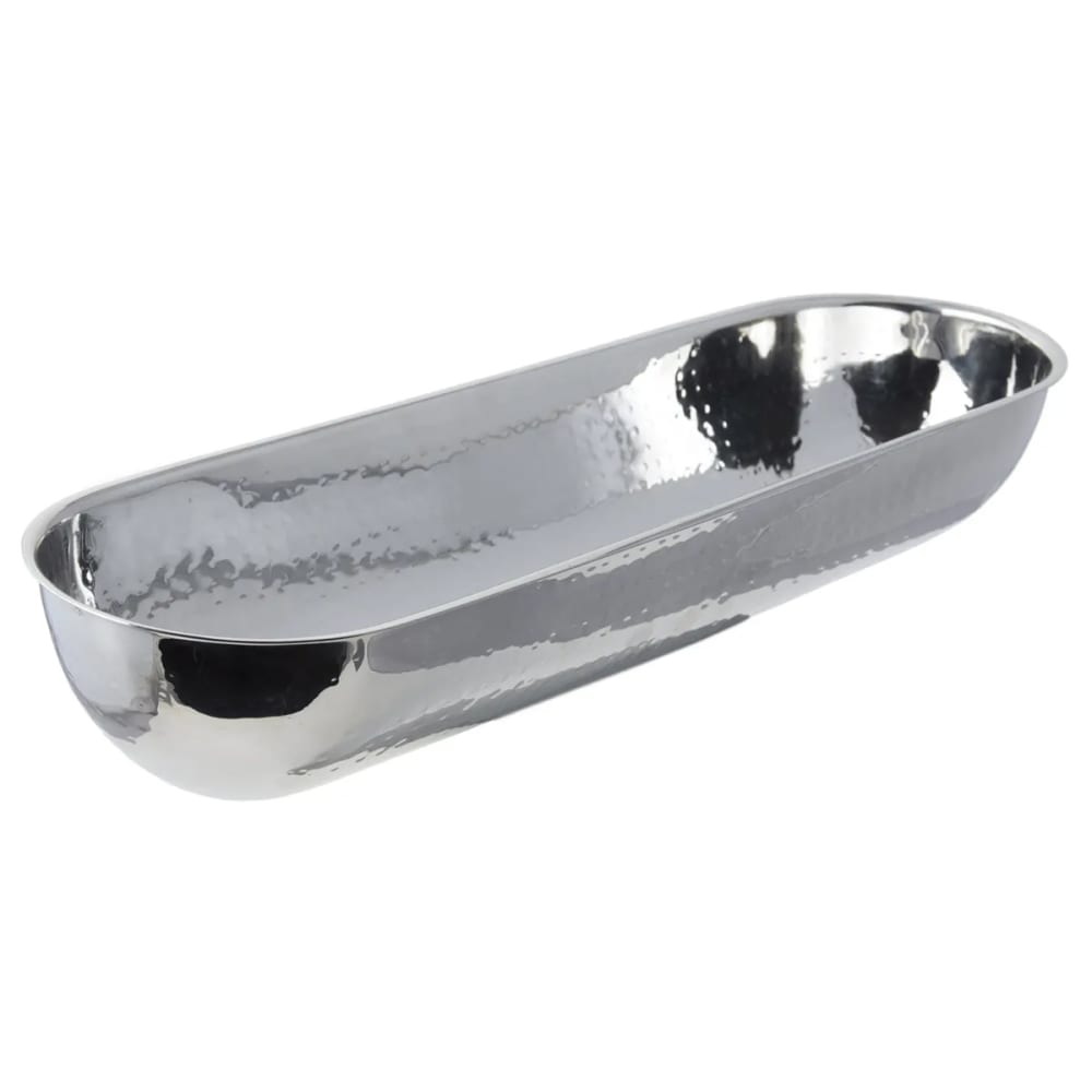 017-61216 2 1/2 qt Long Oval Snack Bowl, Stainless w/ Hammered Finish